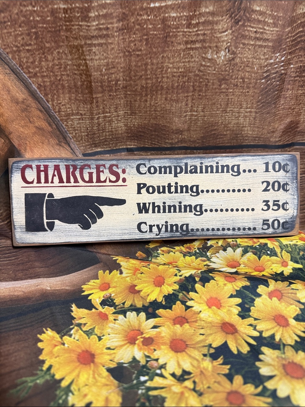 Hand madeVintage Style Wooden 'Charges' Sign - Red, Black, Cream